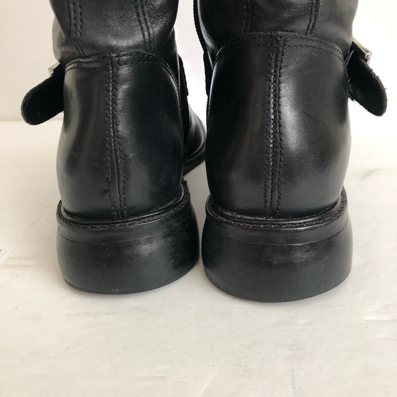 Matisse Riding Adjustable Silver Buckles Zip Side Leather Black Boots Size 8.5 - Picture 6 of 14